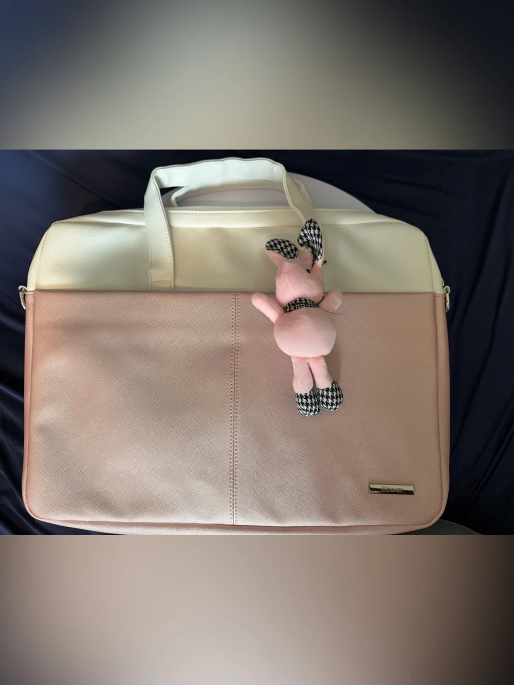 BAGABU Pink Laptop Bag w/Plush Bunny Keychain Toy